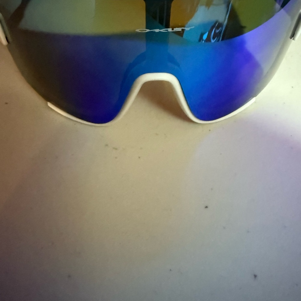 Oakley White Frame with Blue Lenses Sunglasses